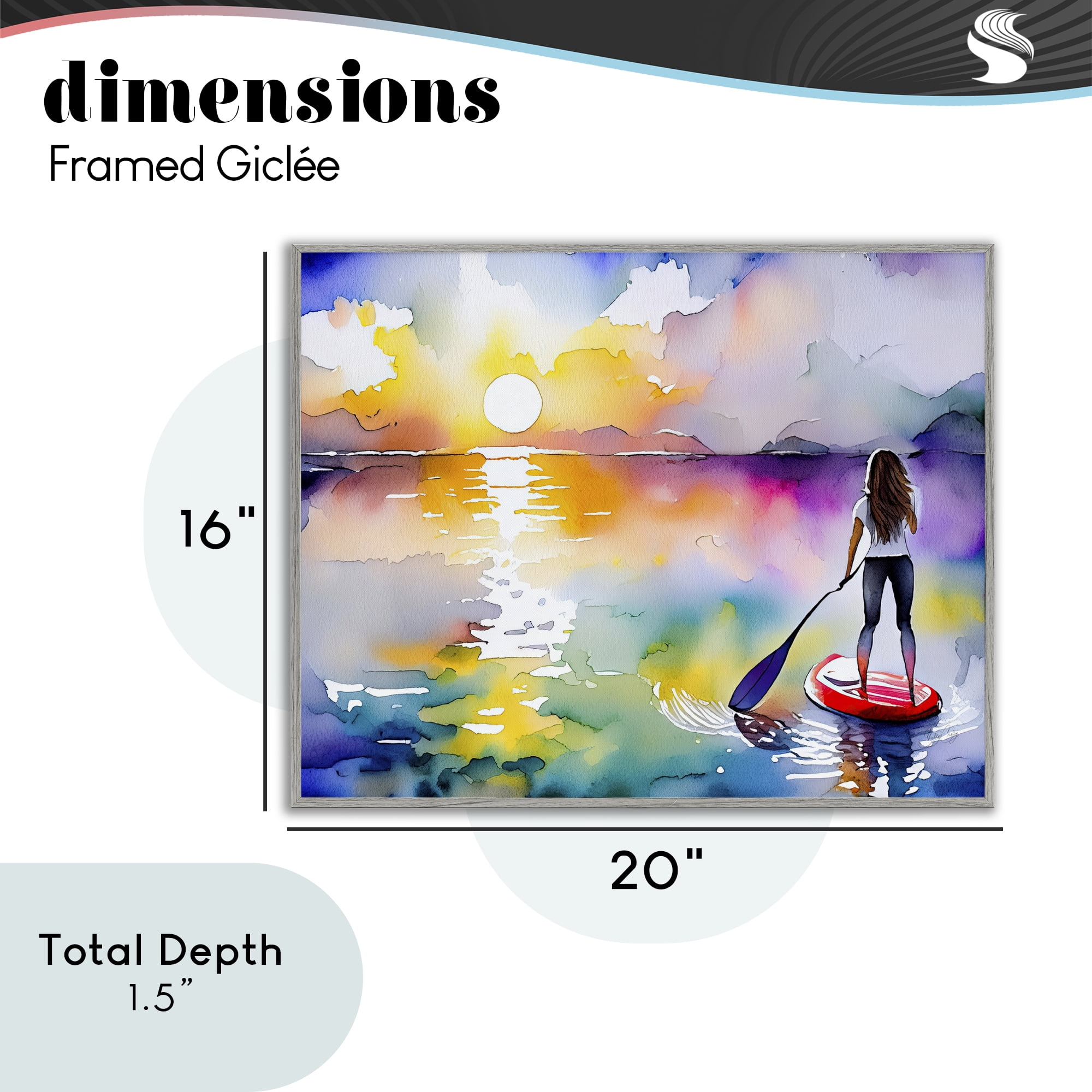 Stupell Industries Sunset Paddle Drift Gray Framed Giclee Art, design by Shelly Craig