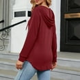 thumbnail image 4 of WEAIXIMIUNG Women's Novelty T-Shirts Plus Size Ladies' V Neck Solid Color Button Drawstring Long Sleeve Loose T Shirt, 4 of 4