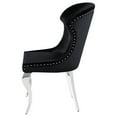 thumbnail image 3 of Cian 22 Inch Dining Chair Curved Cabriole Legs Black Velvet Set of 2 - Saltoro Sherpi, 3 of 5