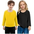 thumbnail image 2 of 2 Pack Girls Long Sleeve T-Shirts Toddler Kids Cotton Soft Basic Tshirts Boys Crewneck Layering Tees (2 Years, Black|Yellow), 2 of 6
