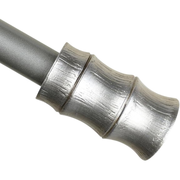 Urbanest Adjustable Single Curtain Rod Set Bamboo Finials – 1 - Inch Diameter, With Pewter Rod, 28–48 Inches