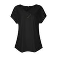 thumbnail image 5 of Viikei Womens Tops Short Sleeve V-Neck Plus Size Loose Fit Lightweight Casual Button Basic Tee for Women Stylish Solid Color Pleats Blouse for Spring Summer Women Sexy Trendy Western Fashion Clothes, 5 of 6