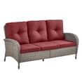 thumbnail image 2 of Unnifurnzi Patio Wicker Sofa-All Weather Rattan 3 Seater Patio Couch Outdoor Patio Couch for Deck Lawn Porch Balcony Poolside-Gray/Red, 2 of 7