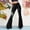 Dark Black, variant on HAXMNOU Women Tie-Dyed High Waist Flare Wide Leg Chic Trousers Bell Bottom Yoga Pants Flare Leggings Flare Jeans For Pockets Pink XL