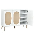 thumbnail image 6 of Ktaxon 12 Tiers Shoe Storage Cabinet for Hallway, 3-Door 24 Pairs Rattan Shoe Rack Organizer w/ Adjustable Shelves, White, 6 of 11