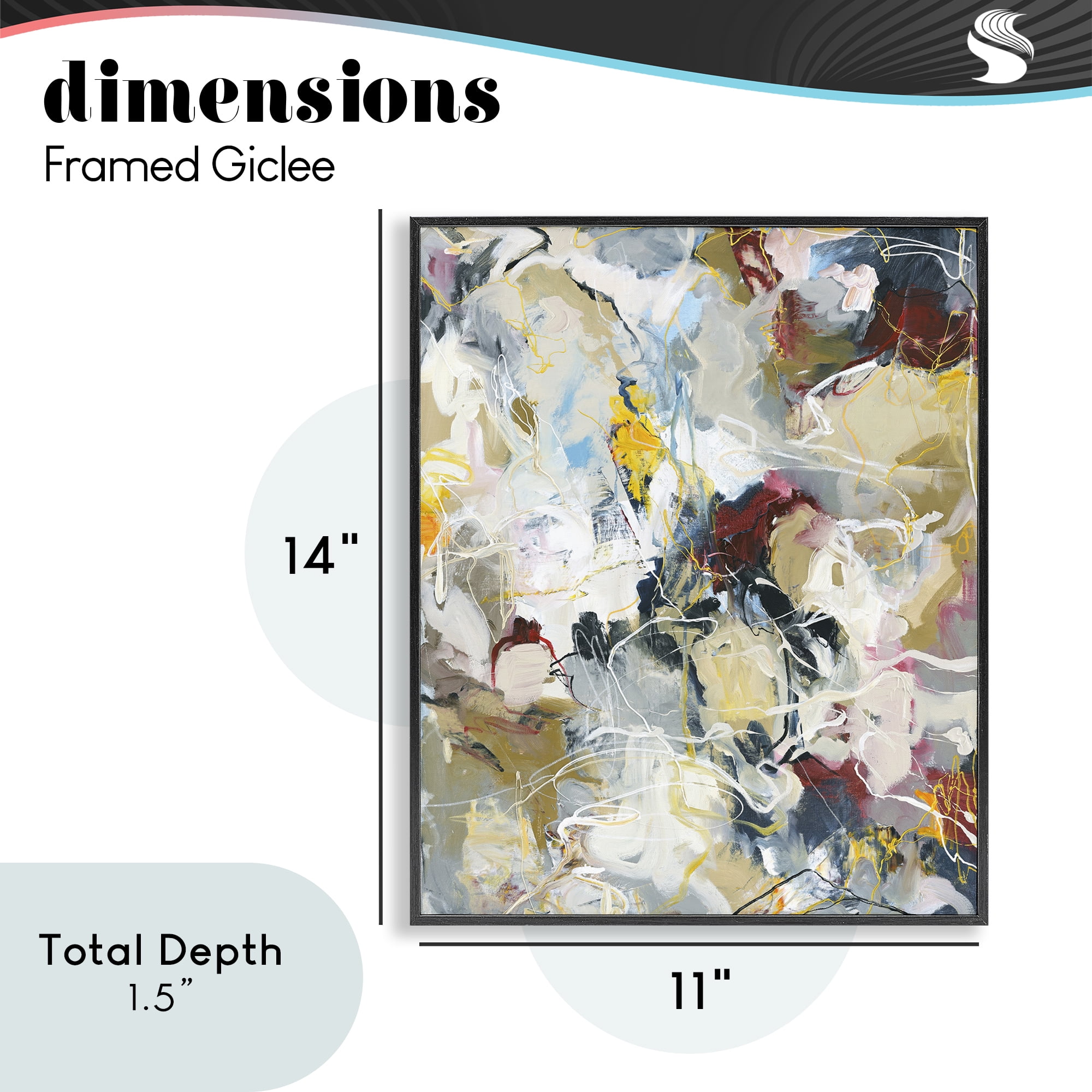 Energetic Frequency Abstract Black Framed Giclee Art, design by Design Fabrikken