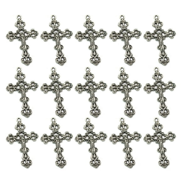 MasteelfCA 30 Pcs Pendentifs de Collier Crucifix en Alliage Bricolage Breloques Accessoire de Fabrication de Bijoux pour Crsfts (Argent Antique)