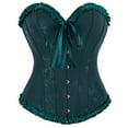 thumbnail image 2 of Floral Corset Tops for Women Renaissance Lace Up Vintage Boned Overbust Bustier Army Green L, 2 of 9