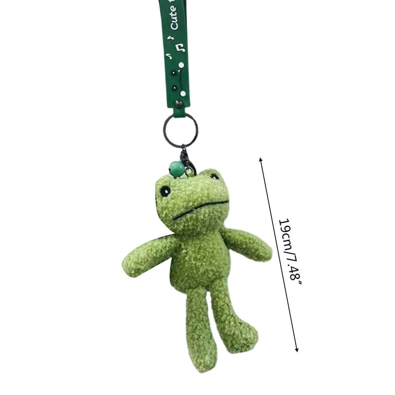 Techinal Green Smiley Frog Keychain Plush Keyring Cartoon Backpack Pendant  for Girl Teens 