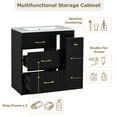 thumbnail image 4 of 30" Bathroom Vanity with Ceramic Sink Combo, Modern Solid Wood Bathroom Sink Cabinet with 2 Drawers and 1 Double-Layer Drawer, Freestanding Bathroom Vanities, Soft Closing, Black, 4 of 9