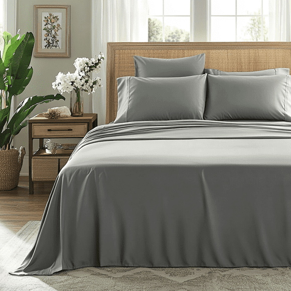 Juego de sábanas de microfibra Smart Bamboo Supreme Queen Gray