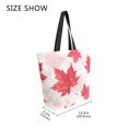 thumbnail image 4 of Open Top Canvas Tote Bag with Zipper Reusable Shopping Bag 13.5x15" Roomy Carryall Red Maple Leaves Pattern, 4 of 9