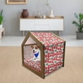 thumbnail image 3 of Poppy Flower Pet House, Composition with Blossomings of Spring Season Hand Drawn Pattern, Outdoor & Indoor Portable Dog Kennel with Pillow and Cover, 5 Sizes, Coral Vermilion Green, by Ambesonne, 3 of 5
