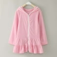 thumbnail image 4 of Kids Swimsuit Coverup Zipper Hoodie Dress Terry Coverup Swimwear Bathing Suits for Girls 5-6 Years, 4 of 6