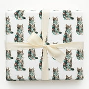 Tabby Cat Tangled in Christmas Lights Holiday Wrapping Paper