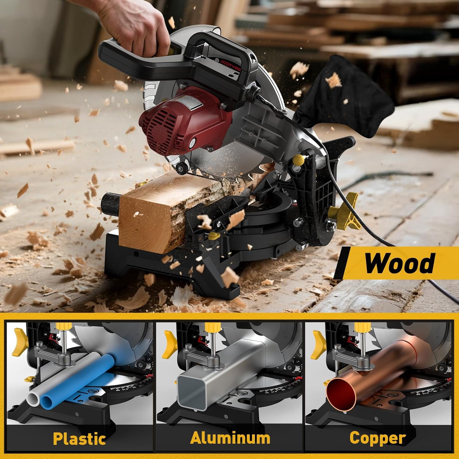 Anqdy 10 inch Miter Saw 15 Amp Single Bevel Compound
