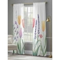 thumbnail image 4 of Spring Flower Sheer Curtains 84 Inch Long 2 Panels, Watercolor Tulip Floral Leaf Botanical Light Filtering Rod Pocket Semi Sheer Curtains, Sheer Voile Drapes for Living Room Bedroom, 52"x84", 4 of 5