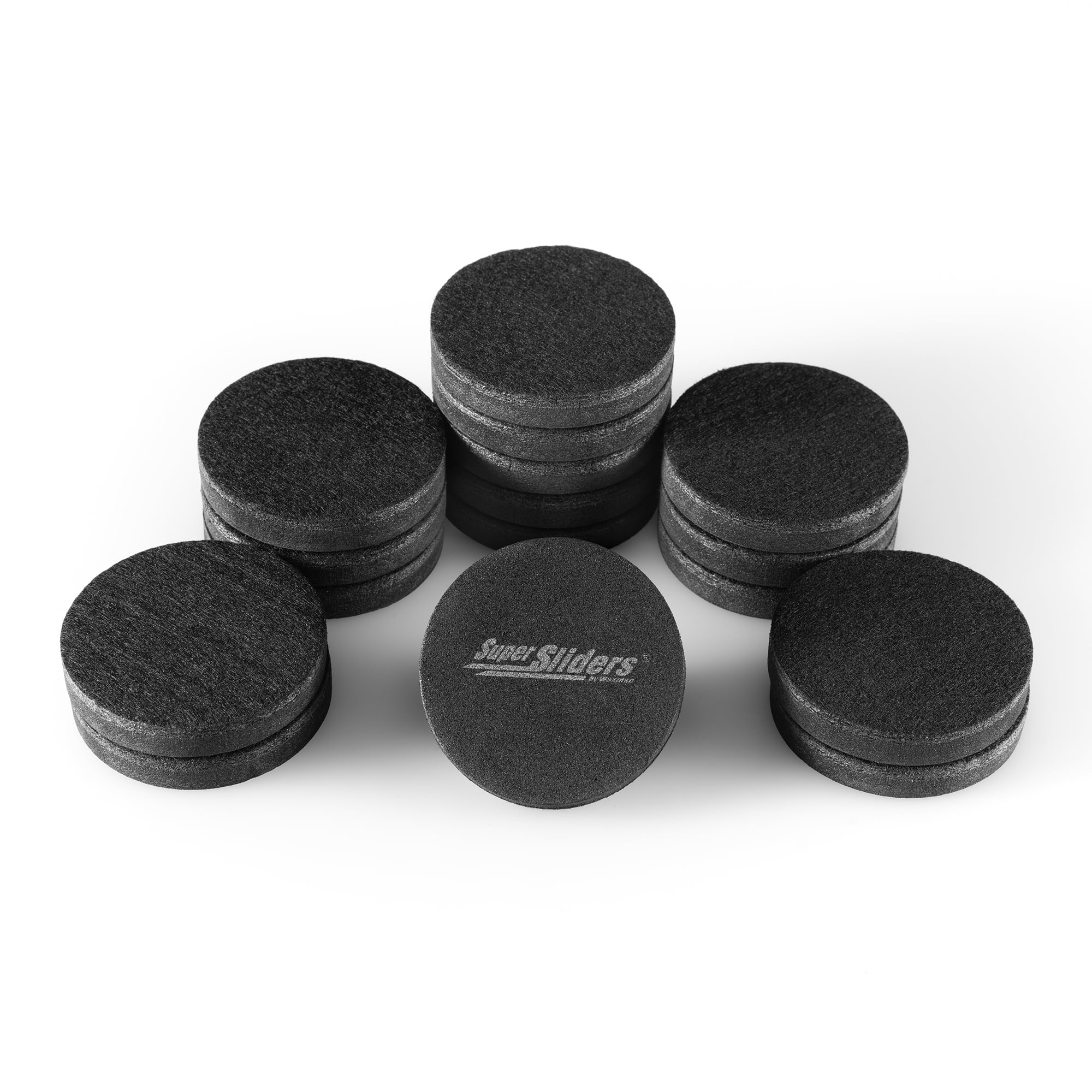 Super Sliders 2 1/2" Reusable Furniture Sliders, Black (16 Pk