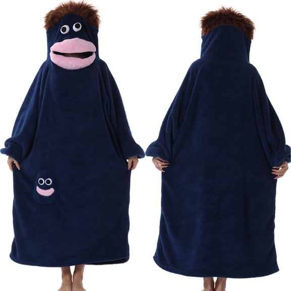 ZHANGDER Big Mouth Monster Pjs, Wearable Blanket Hoodie, Hooded Blanket for Women & Men, Soft Plush Loungewear, One Size Fits All 9 Colors