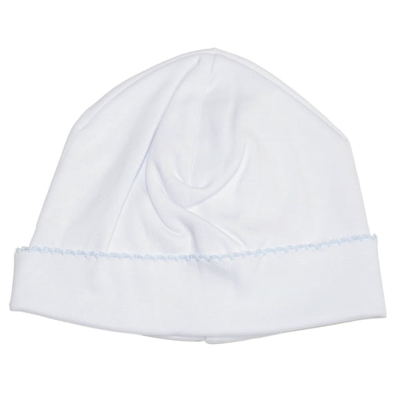 Gorrito para Bebé Recién Nacido Kissy Kissy Blanco y Azul de Algodón Pima