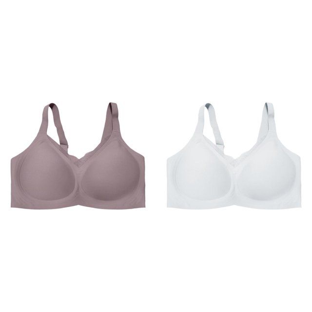(2-Pack) Rinsvye Wireless Seamless Bra For Women Plus Size Blend Comfortable Underwire Bra Breathable Style Fit Everyday Use