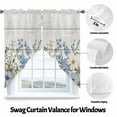 thumbnail image 3 of Spring Vintage Swag Curtain Valance for Windows, Blue Flowers Grey Leaves Wood Grain Window Treatments Short Swag Topper for Kitchen Windows Bathroom Bedroom, 28"x36", 3 of 8