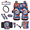 American Tie Dye Pattern, variant on HUIACONG Desert Camouflage Pattern Car Accessories Full Set, with Car Seat Belt Cushion Car Armrest Box Protector Car Trash Bin Car Cup Holder Coasters
