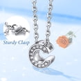thumbnail image 3 of Collar inicial de plata esterlina Silvora con chispeante circonita cúbica letra C colgante para niñas adolescentes, 3 of 8