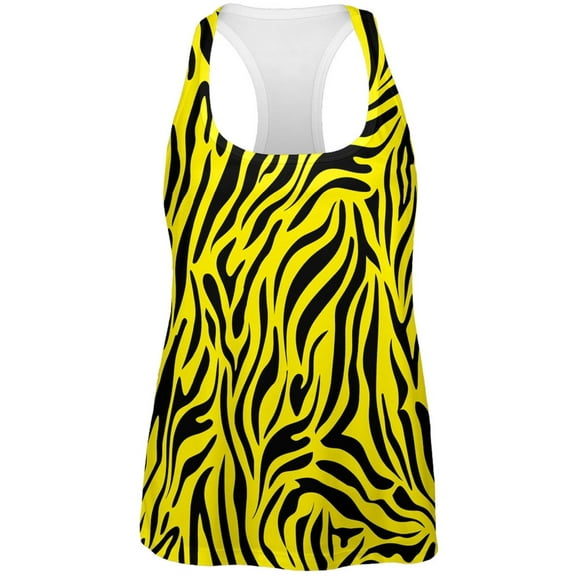 Zebra Print Yellow All Over Womens Tank Top