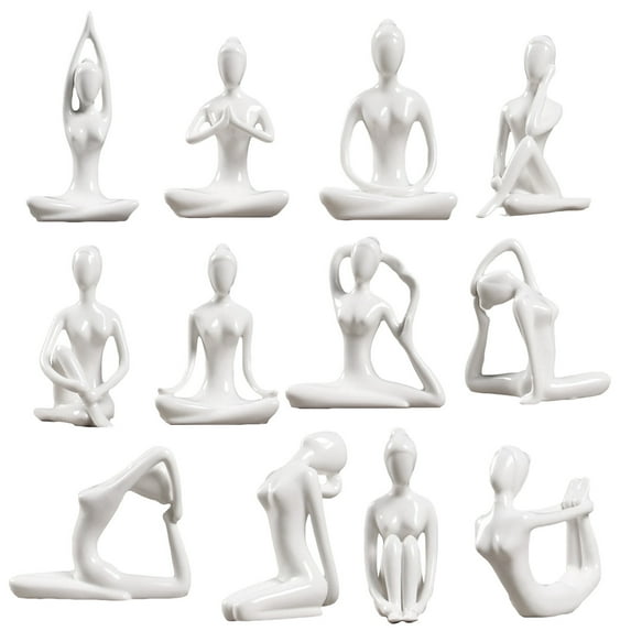 Dream Lifestyle Yoga Figurine Yoga Pose Figurine Yoga Statue, Yoga Meditation Decor Ceramic Yoga Pose Statue Yoga Figurine Statue for Living Room Home Decoration Yoga Gift