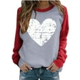 thumbnail image 2 of Women's Fall/Winter Warm Valentine‘s Day Print Color Blocked Loose Crewneck Pullover Hoodless Sweatshirt, 2 of 4