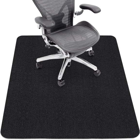 Office Chair Mat for Hardwood Floor,Office Computer Gaming Chair Mat for Tile Floor,Large Floor Protector Rug,Anti-Slip,Easy to Clean,Pure Black(48"x36")