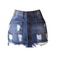thumbnail image 2 of LYMAYTER ‌‌Women Denim Skirt Stretchy Button Front Skirt Mini Ripped Casual Comfort Jean Skirts S-XL, 2 of 6