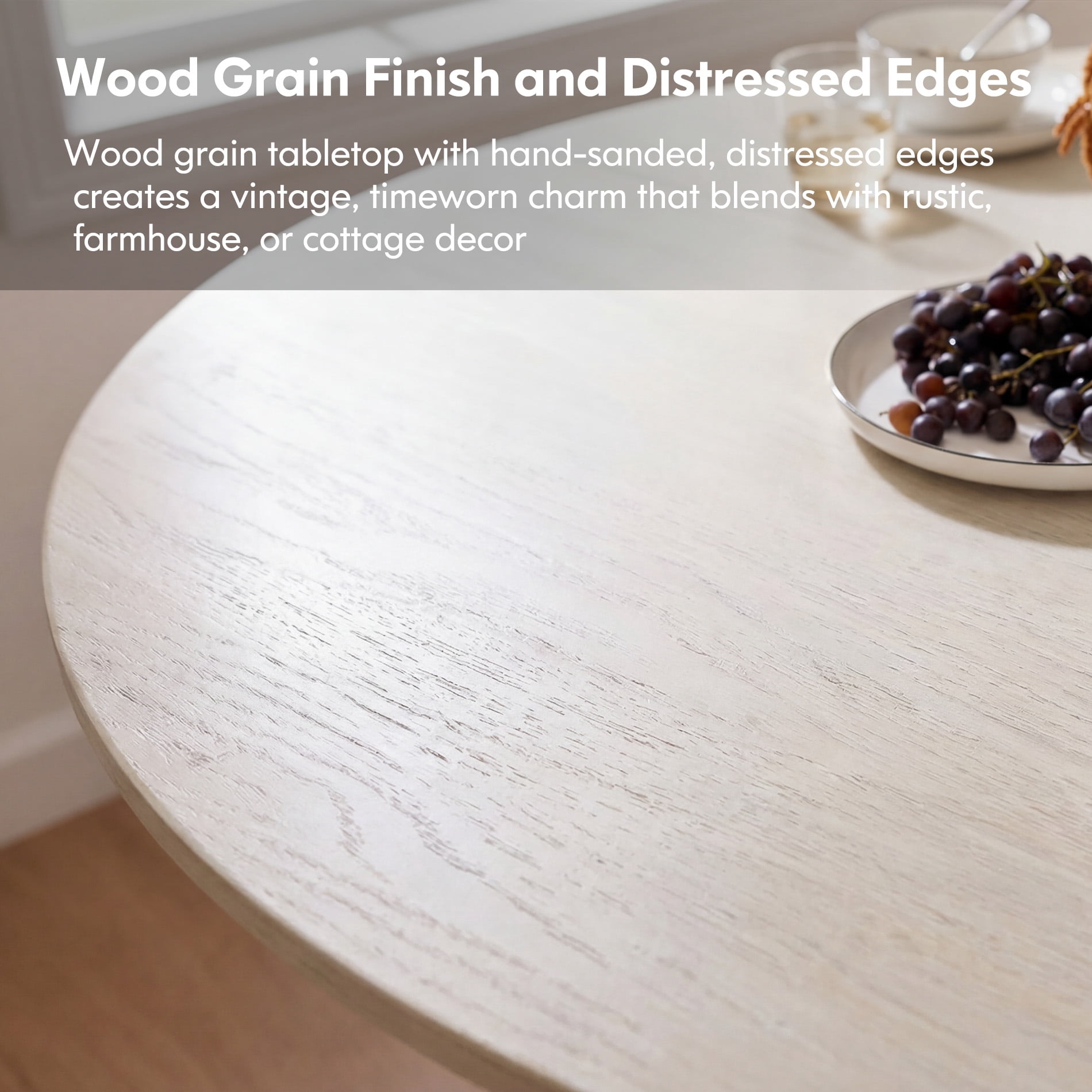 Wood Round Dining Table With Pedestal Base for 2-4, 43" Kitchen Table for Small Space, Apartment, Natural Oak