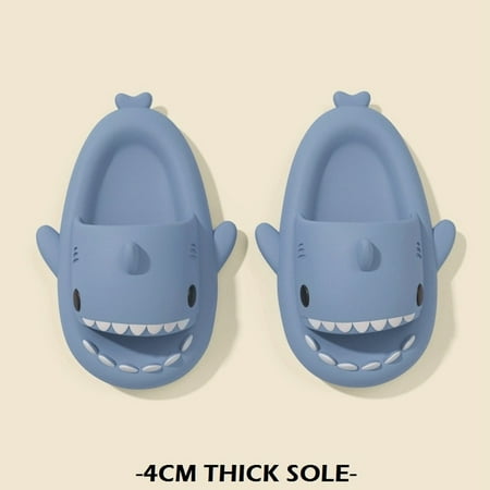

QWZNDZGR 4cm Soft Women Man Shark Slippers Summer Beach Flip Flops Non-Slip Cute Couple Outdoor Cool Indoor Household Funny Shark Slides