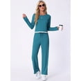 thumbnail image 2 of DARING DIVA Long Sleeve Crewneck Lounge Sets Contrast Color Trims L Blue, 2 of 6