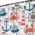 thumbnail image 4 of Coastal Style Shower Curtain 72x84in Featuring Anchors and Sailboats, Made from Chun Yafang Polyester, Waterproof and Durable, Includes Hooks, Perfect for Ocean Home Bath Decor, 4 of 5