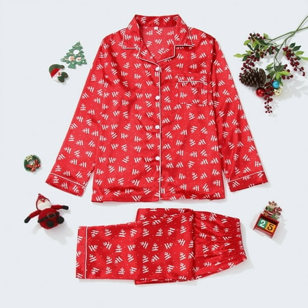 

Christmas Pajamas For Family Letter Print Pants Mother Blouse Womens Loungewear Sleepwear And Print Long Sleeve Shirts With Button Family Christmas Pjs Matching Sets