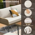 thumbnail image 4 of Aukfa 6-Piece Outdoor Furniture Set, Rope Weave Patio Conversation Set w/ Wood Table & Icebox, Beige, 4 of 12