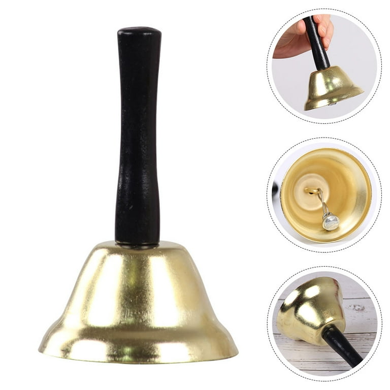 Extra Loud Hand Call Bell Wooden Handle Metal Handheld Bell Ringing Bell