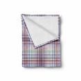 thumbnail image 2 of Checkered Soft Flannel Fleece Throw Blanket, Thin Geometric Strips Retro Folkloric Irish Cultural Design, Cozy Plush for Indoor and Outdoor Use, 50" x 70", Violet Blue Turquoise, by Ambesonne, 2 of 6