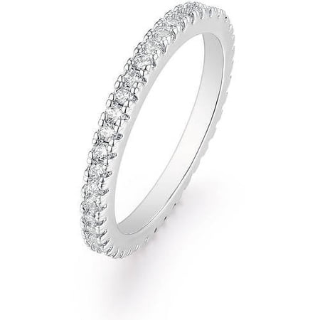 Barzel Classic Rose Gold Plated Pave Eternity Ring- Size 5