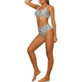 thumbnail image 4 of Conjuntos de bikini de tankini de cintura alta de leopardo para mujer de 2 piezas, parte superior de escote redondo, parte inferior de control de abdomen, trajes de baño impresos en leopardo mediano, 4 of 5