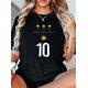 thumbnail image 1 of Camiseta informal con estampado de estrellas y letras para mujer: cuello redondo cómodo, manga corta, mezcla de algodón elástico, lavable a máquina, perfecta para verano y para practicar deportes., 1 of 9