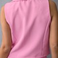 thumbnail image 4 of Chaleco Conjunto de pantalones de 2 piezas para mujer, chaqueta básica con cuello en V, chaleco, pantalones de pierna ancha, traje de vacaciones Cgtredaw Rosa T L para Mujer, 4 of 7