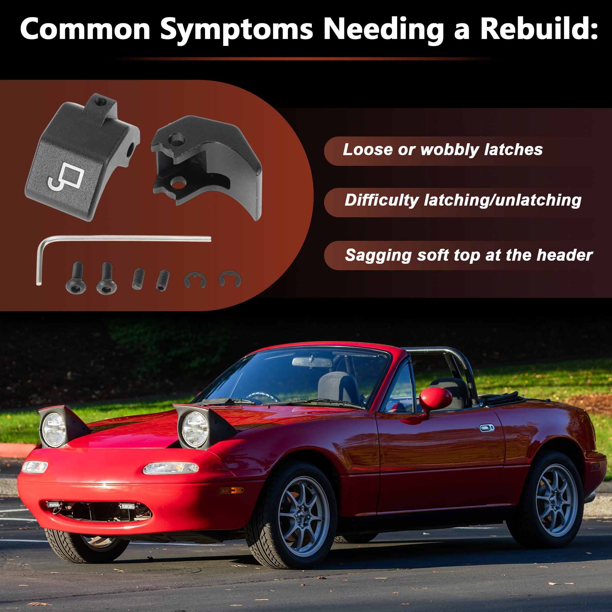 Unique Bargains Soft Top Roof Latch Lock Rebuild Kit for Mazda Miata 1990-2005 1.8L L4