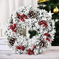 thumbnail image 3 of Snow Flocked Christmas Wreath With pines and Red Berries White Artificial Decoration Wreath for Front Door Wall Window Indoor Outdoor Christmas Decorations, 3 of 5