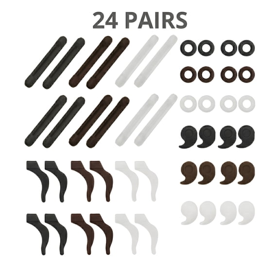 Glasses Ear Grip, 24 Pairs Soft Silicone Eyewear Grippers, Non-Slip Sunglasses Retainers, Ear Hooks for Running and Sports to Help Stop Glasses from Sliding