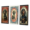 thumbnail image 3 of Designart "Retro Stamp Cute Dachshund Illustration I" Animals Dog Daschund Wall Art Set Of 3 - Dog Daschund Black Canvas Set For Living Room Decor, 3 of 6