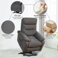 thumbnail image 3 of Aukfa Power Lift Recliner Massage Chair with USB for Living Room Bedroom, 2 Side Pockets, Velvet, Gray, 3 of 9